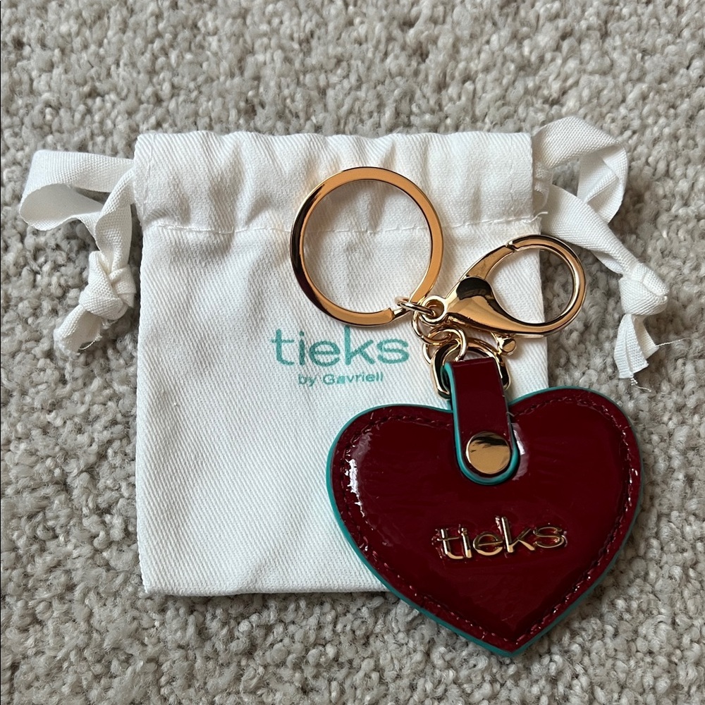 Tieks Burgundy Heart Keychain with Gold Hardware